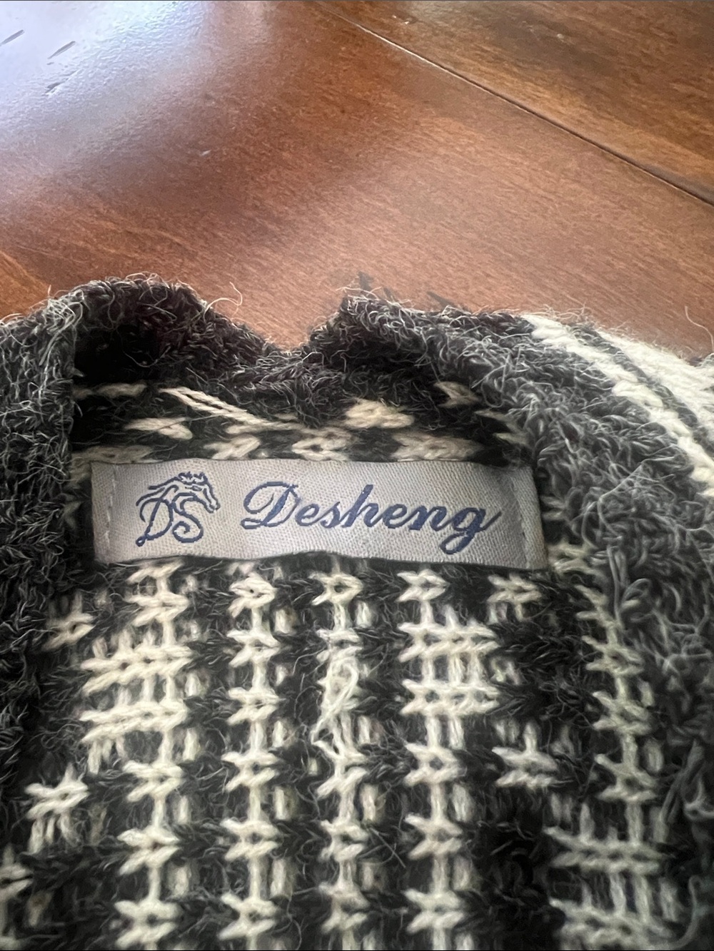 Aztec-Pattern Open Front Utility Jacket Cardigan - Dark Gray - Picture 2 of 5